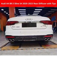 Fit Audi A4 B9.5 Sline S4 2020-2023 Gloss Black Rear Diffuser Lip Exhaust Tips picture