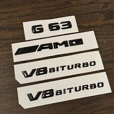 G63 AMG GLOSS BLACK EMBLEMS BADGES FOR MERCEDES G-CLASS V8 BITURBO 4638175200 picture