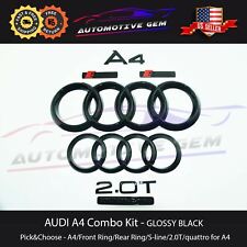 AUDI A4 Emblem GLOSS BLACK Grille Trunk Ring Quattro 2.0T S Line Kit 2008-2019 picture