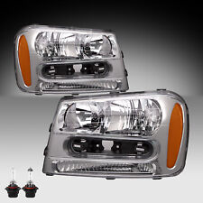 Headlights For 2002-2009 Chevy Trailblazer Ext Chrome Headlamps w/ Bulbs 02-09 picture