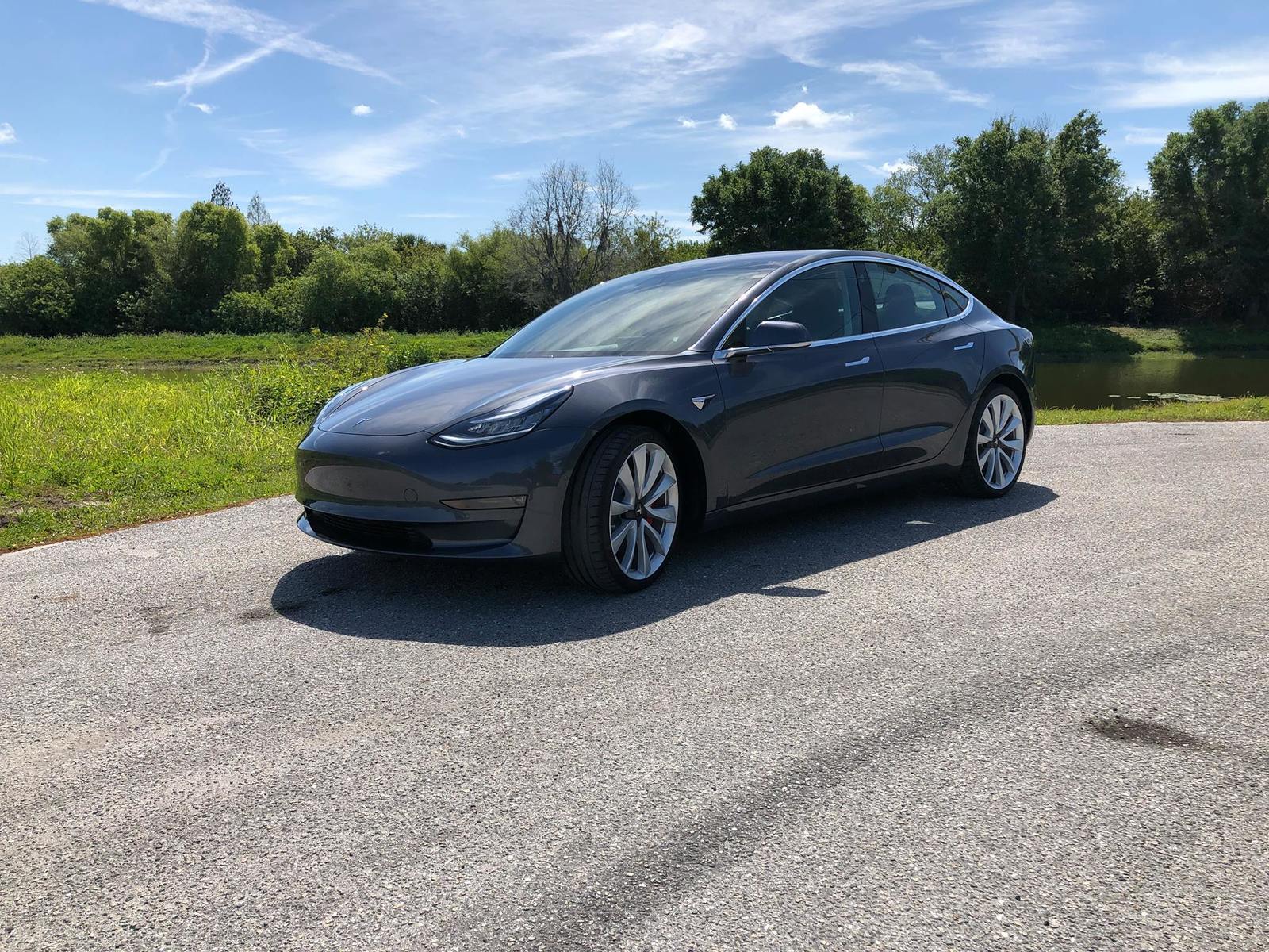 grey 2019 Tesla Model 3 Performance