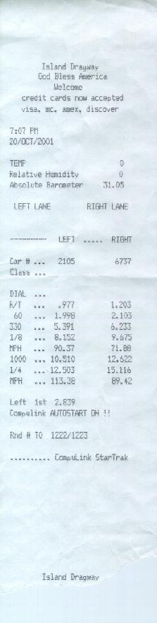 2000  Ford ZX2 Escort S/R Timeslip Scan