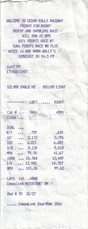 1997  Chevrolet Camaro z28 Timeslip Scan