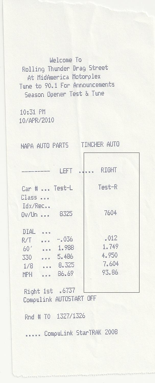 2005  Pontiac GTO N/A Stroked L92 - 402 CID Timeslip Scan