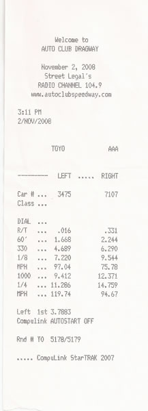 2007  Dodge Charger RT Timeslip Scan
