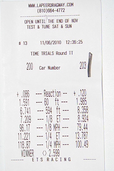 2010  Chevrolet Camaro  V6 - 2LT RS Timeslip Scan
