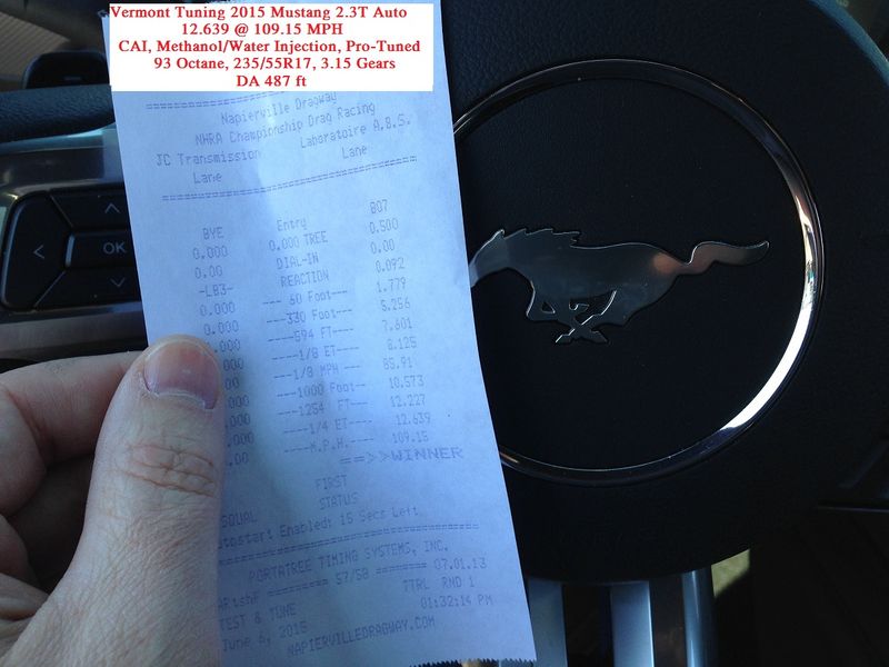 2015 Black Ford Mustang Ecoboost Vermont Tuning Timeslip Scan