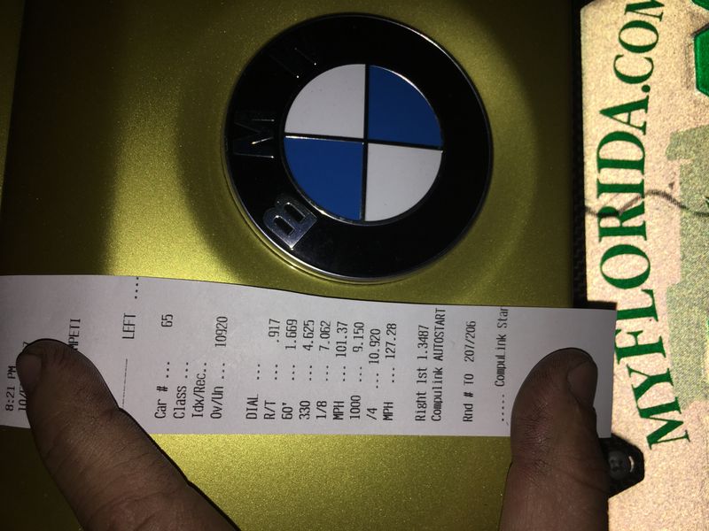 2016 Austin yellow BMW M3 F80 stock turbos  Timeslip Scan