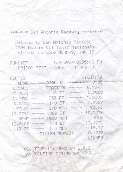 1998  Pontiac Firebird Formula  Timeslip Scan
