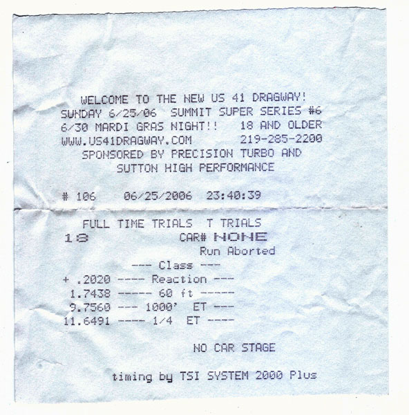 1995  Chevrolet Camaro Z28 Timeslip Scan