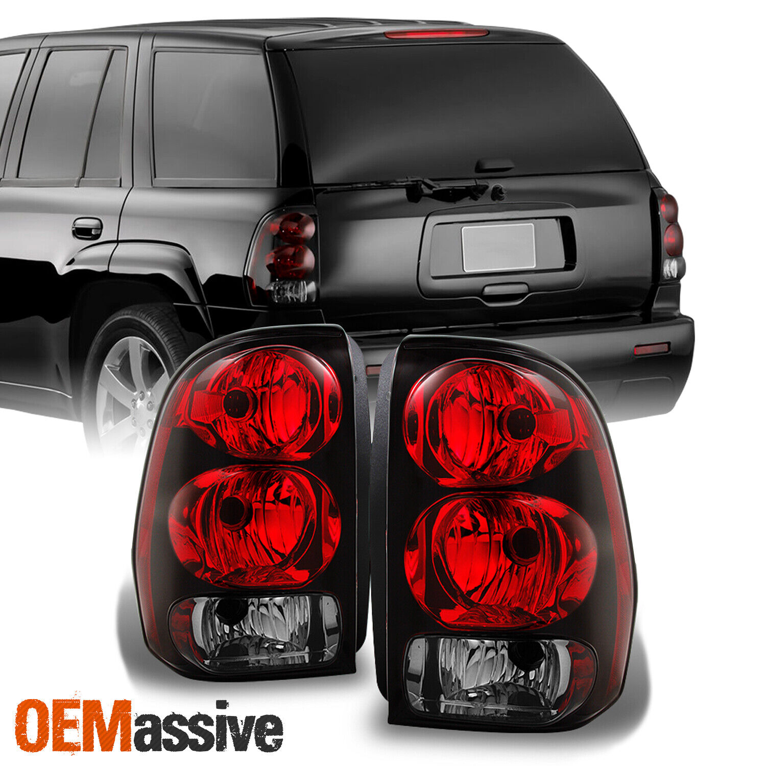 Fit 02-09 Chevy Trailblazer Red Clear Taillights Brake Lamps Replacement