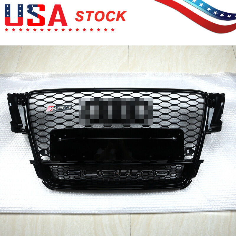  For Audi A5 S5 B8 RS5 Style 08-12 Front Grill Upper Bumper Grille W/Quattro