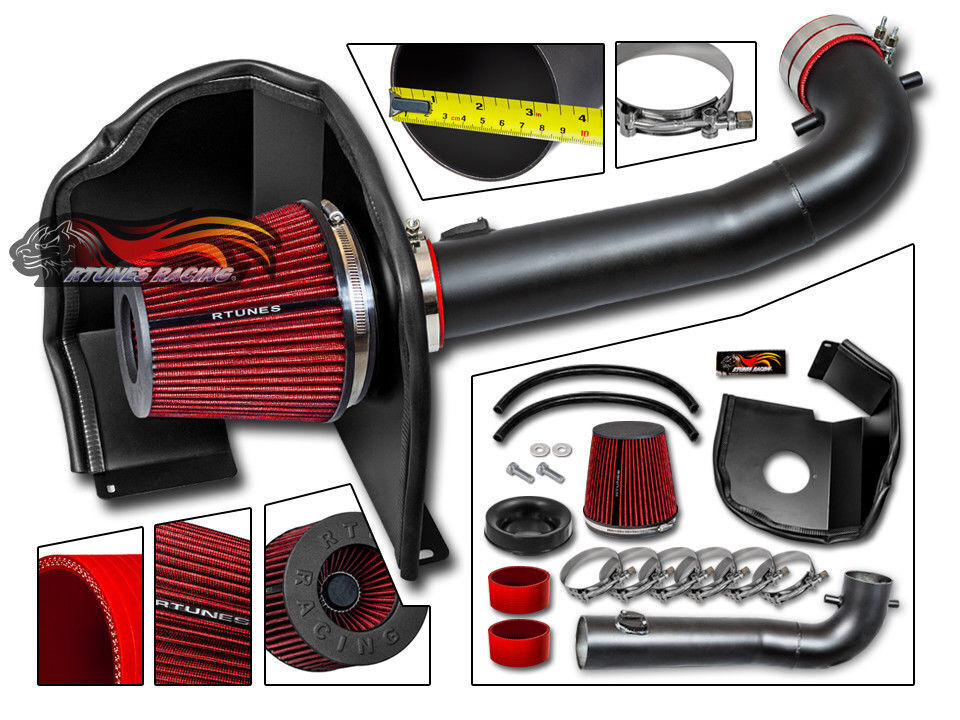 MATT BLACK Air Intake Kit + Heat Shield For GMC 14-19 Sierra 1500 5.3L 6.2L V8