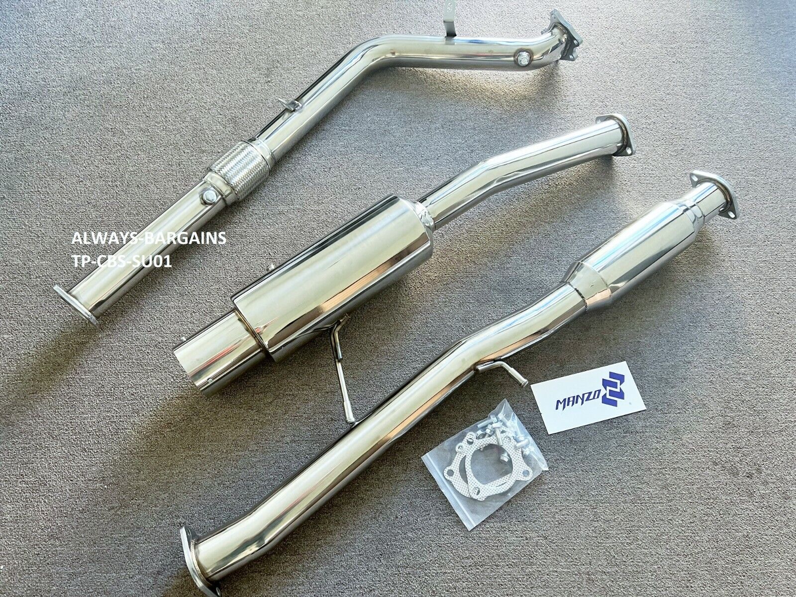 Manzo Stainless Steel Turboback Exhaust Downpipe Fits Impreza WRX STI 02 - 07 
