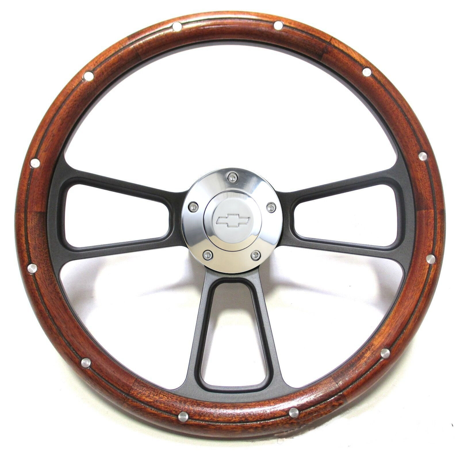 El Camino, Chevelle Custom Wood Steering Wheel w/Chevy Horn & Adapter Full Kit