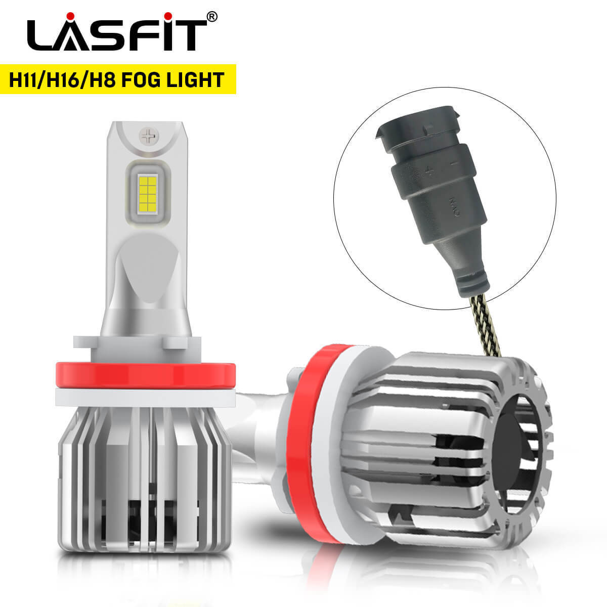 LASFIT H11 H8 LED Fog Light Bulbs or High Beam or Low Beam Bright White 6000k