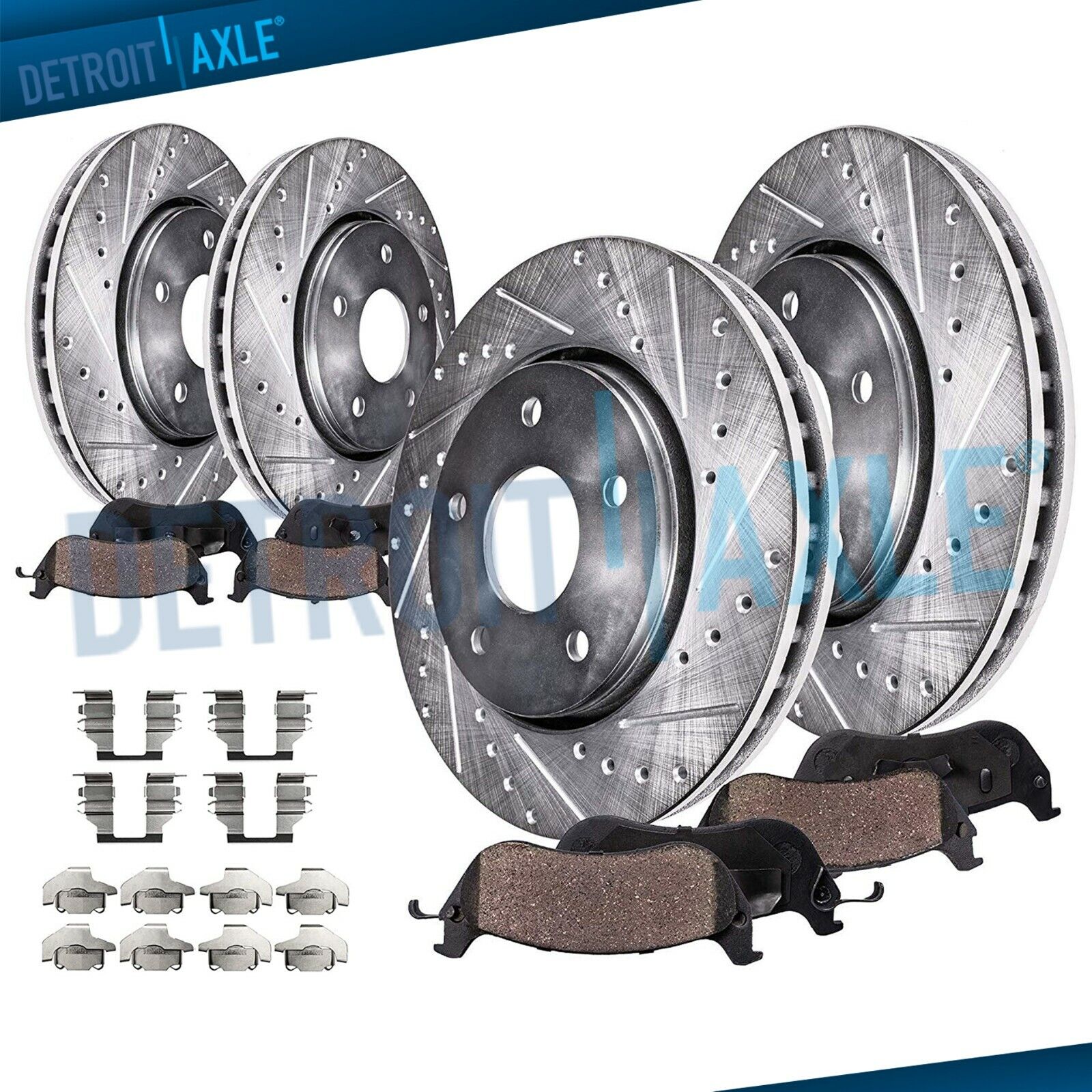 Front Rear Drilled Brake Rotors + Brake Pads for Toyota Tundra Sequoia