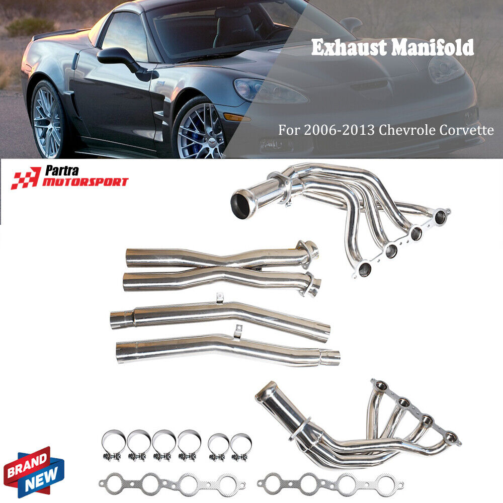 Stainless Exhaust Headers Manifolds & X Pipe For 06-13 Chevrole Corvette LS2 LS3
