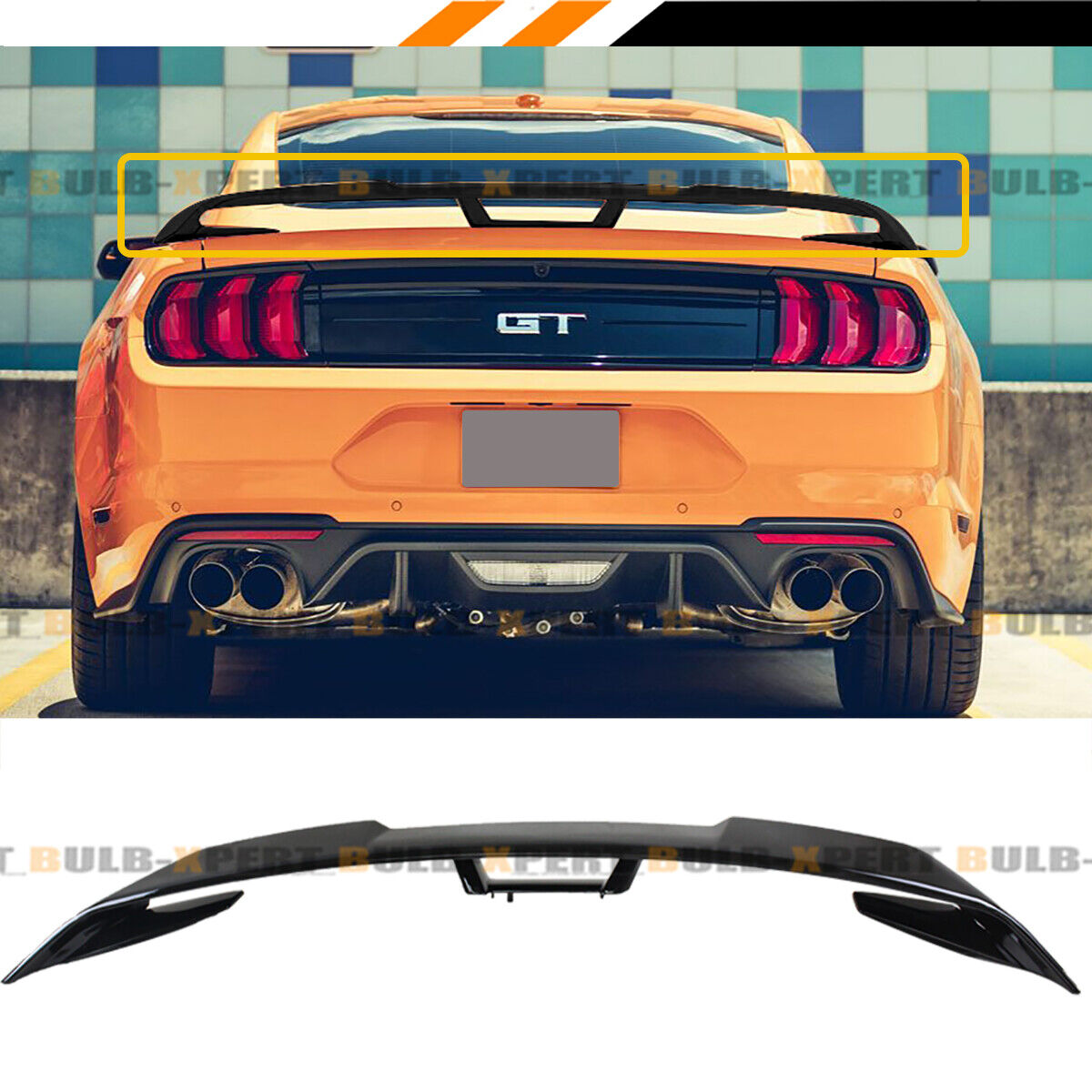 FOR 2015-2021 FORD MUSTANG S550 PAINTED GLOSSY BLACK GT STYLE TRUNK SPOILER WING
