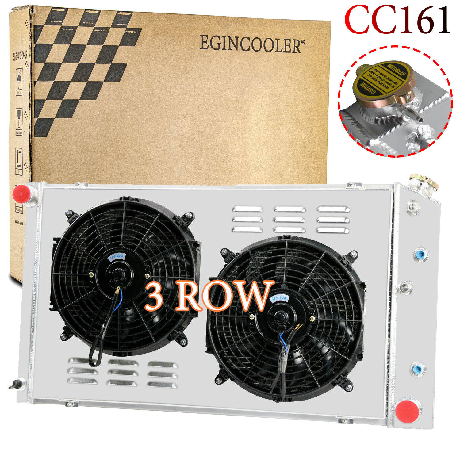 CC161 3 Row Radiator+Shroud Fan For 1973-1986 Chevy GMC C/K C10 C20 C30 K10 K20