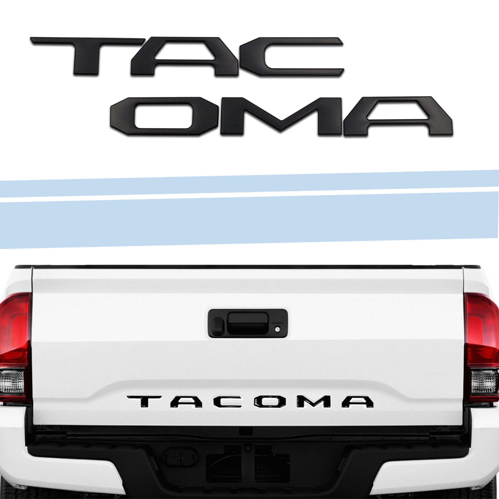 3D Raised Tailgate Insert Letters Emblem Fit 2014-2019 Toyota Tacoma-Matte Black