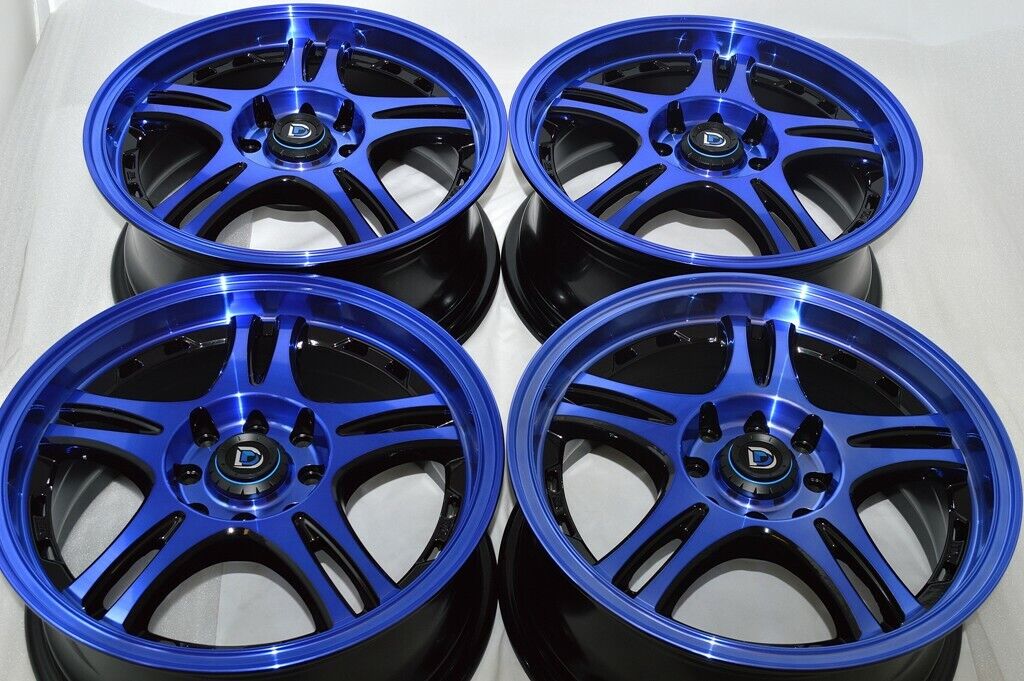 15 blue wheels rims Yaris Prius C Forenza Spectra Rio Mirage Civic 4x100 4x114.3