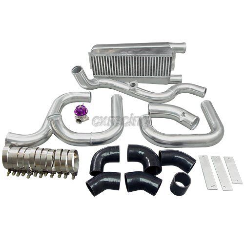 CXRacing Intercooler Kit for 04-08 Acura TSX K24 Motor T04E Black Hose + BOV