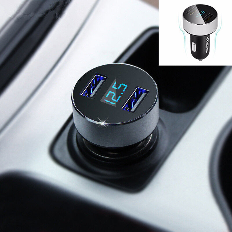 Dual USB DC 5V 3.1A Car Charger Adapter Voltage Tester For iPhone Samsung blue