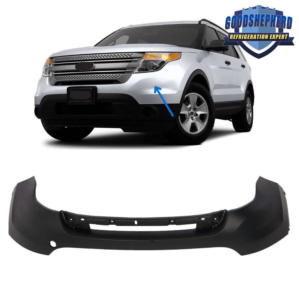 For 2011-2015 Ford Explorer Primered-Front Bumper Cover W/O Park Sensors Holes