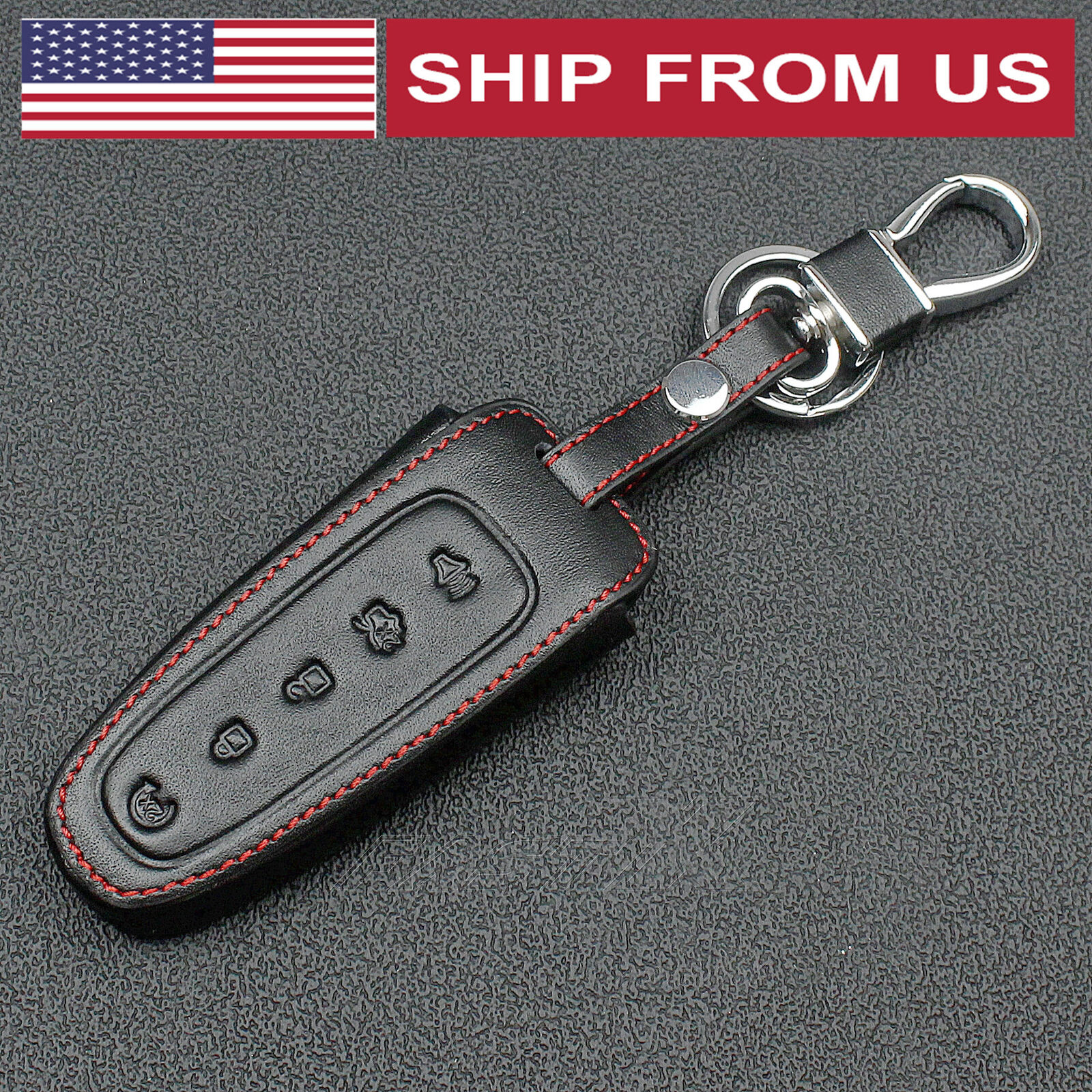 Leather Keyfob Case Cover For Ford Lincoln MKS MKT MKX Remote 5 Button Smart Key