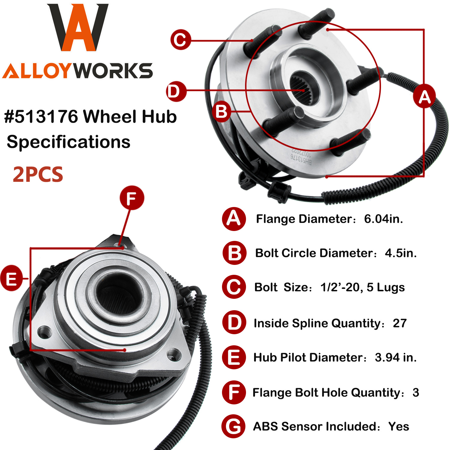 Front Wheel Hub & Bearing Assembly fit 2002-2006 2007 Jeep Liberty w/ ABS