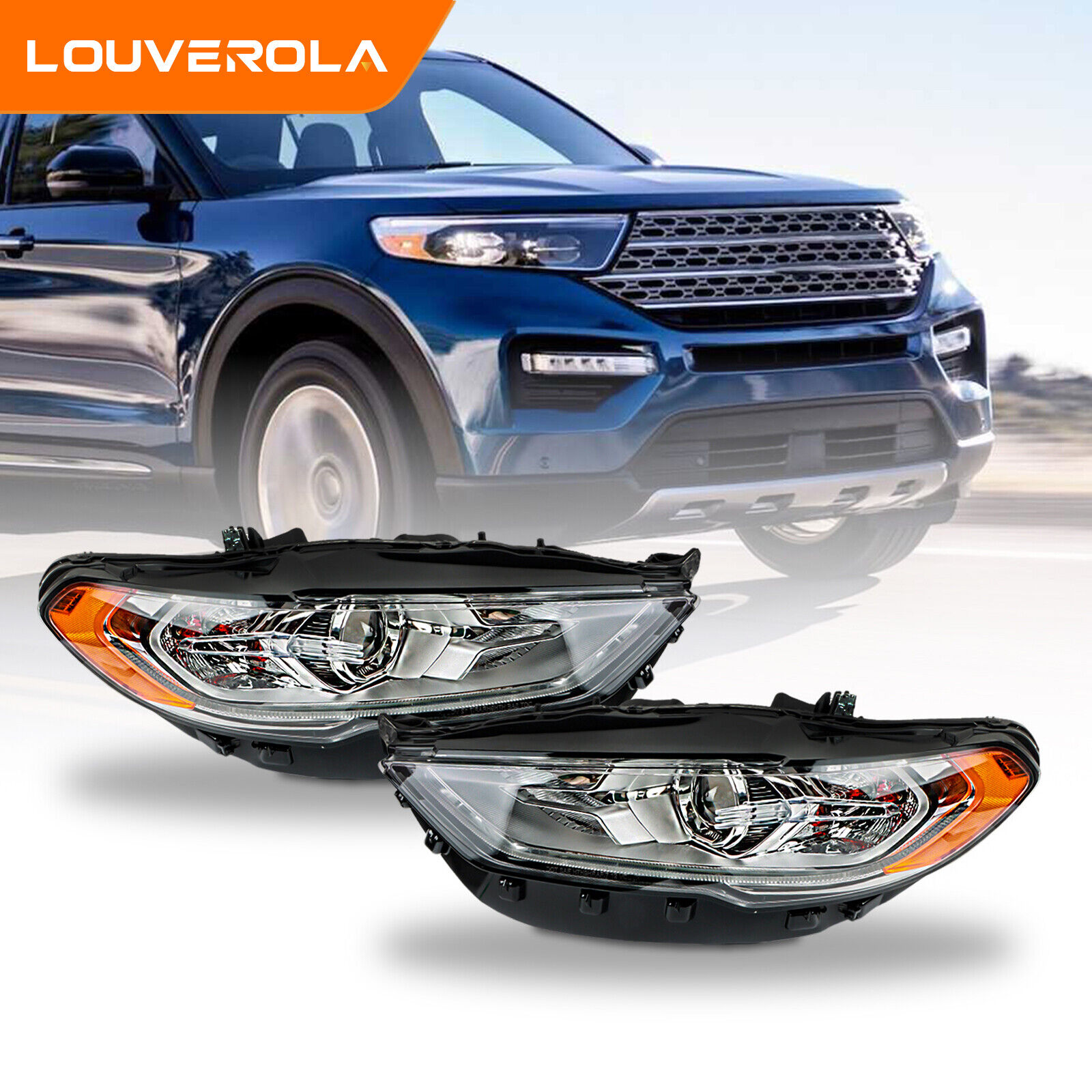 LOUVEROLA For Ford Fusion Projector Headlight Assembly Right+Left 2017-2020