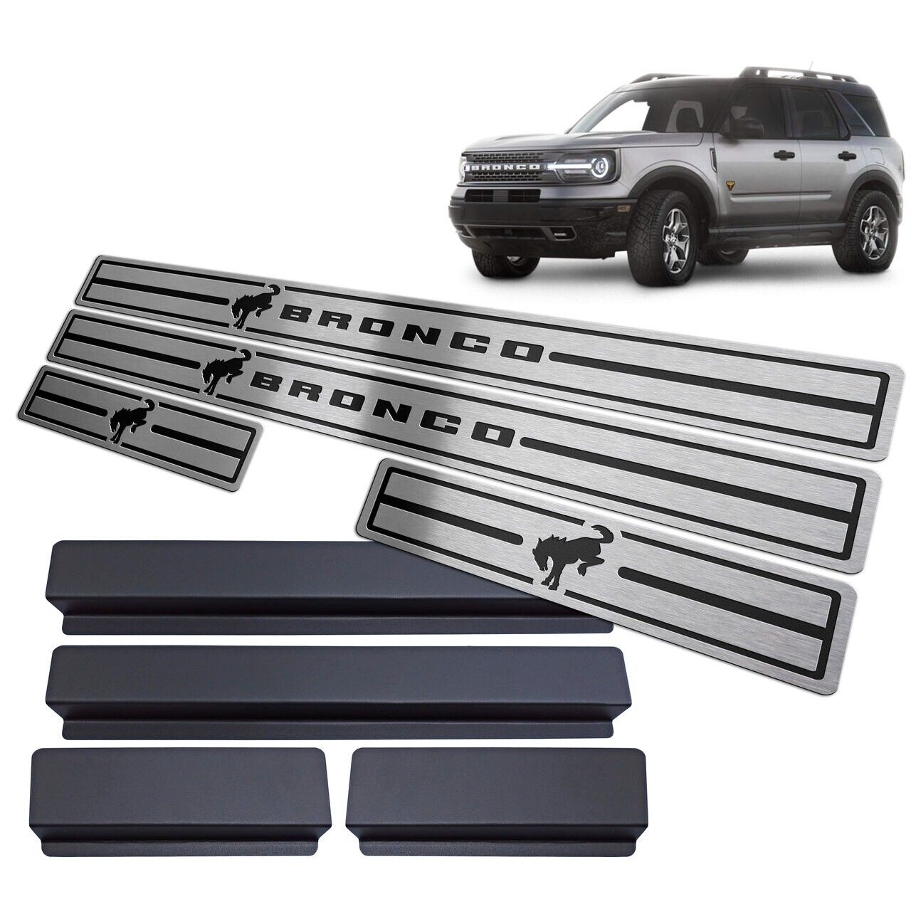 Protective Door Sill Brushed Stainless Steel + vinyl sills Ford Bronco Sport