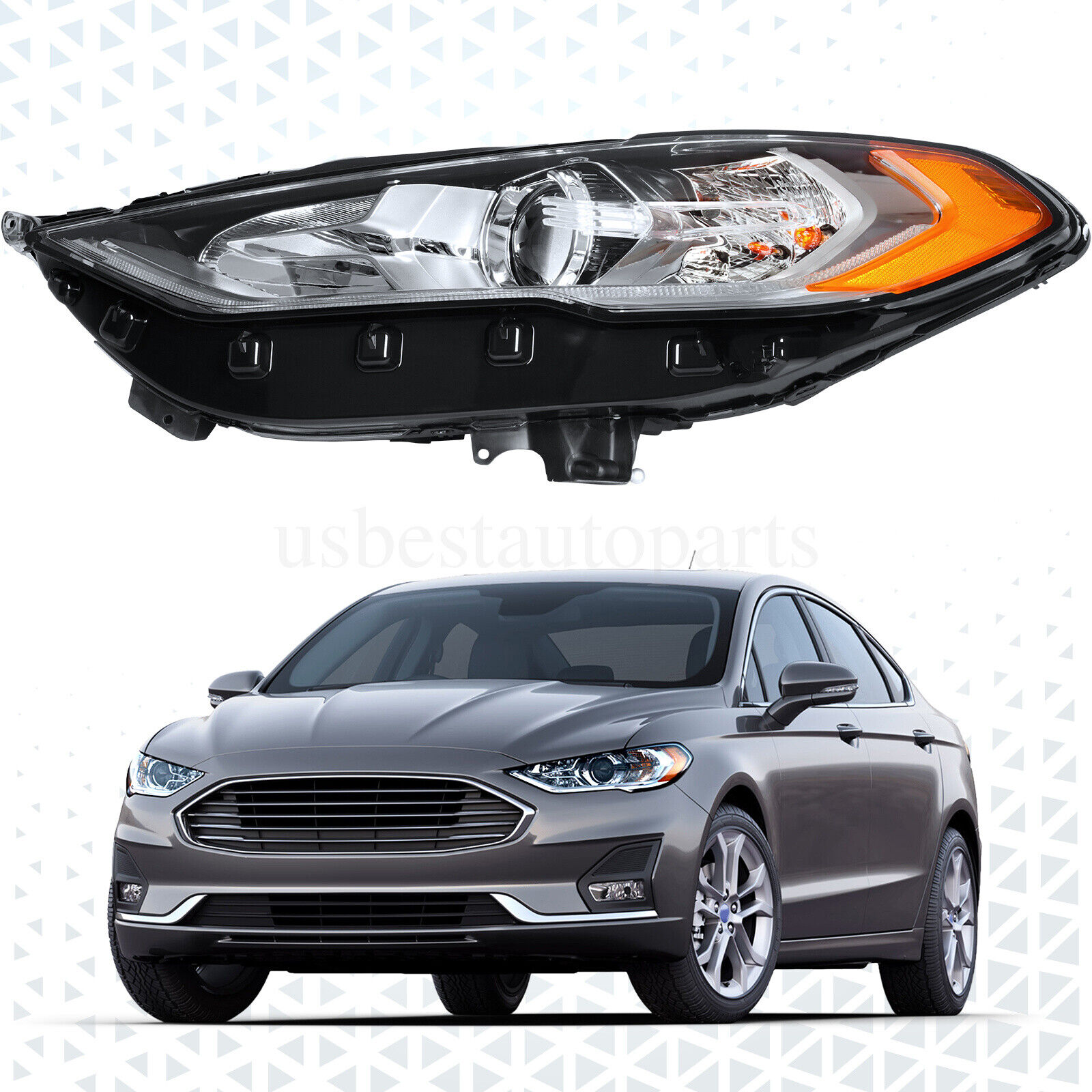 LH Left Driver Side Headlight W/LED DRL Projector For 2017-2020 Ford Fusion