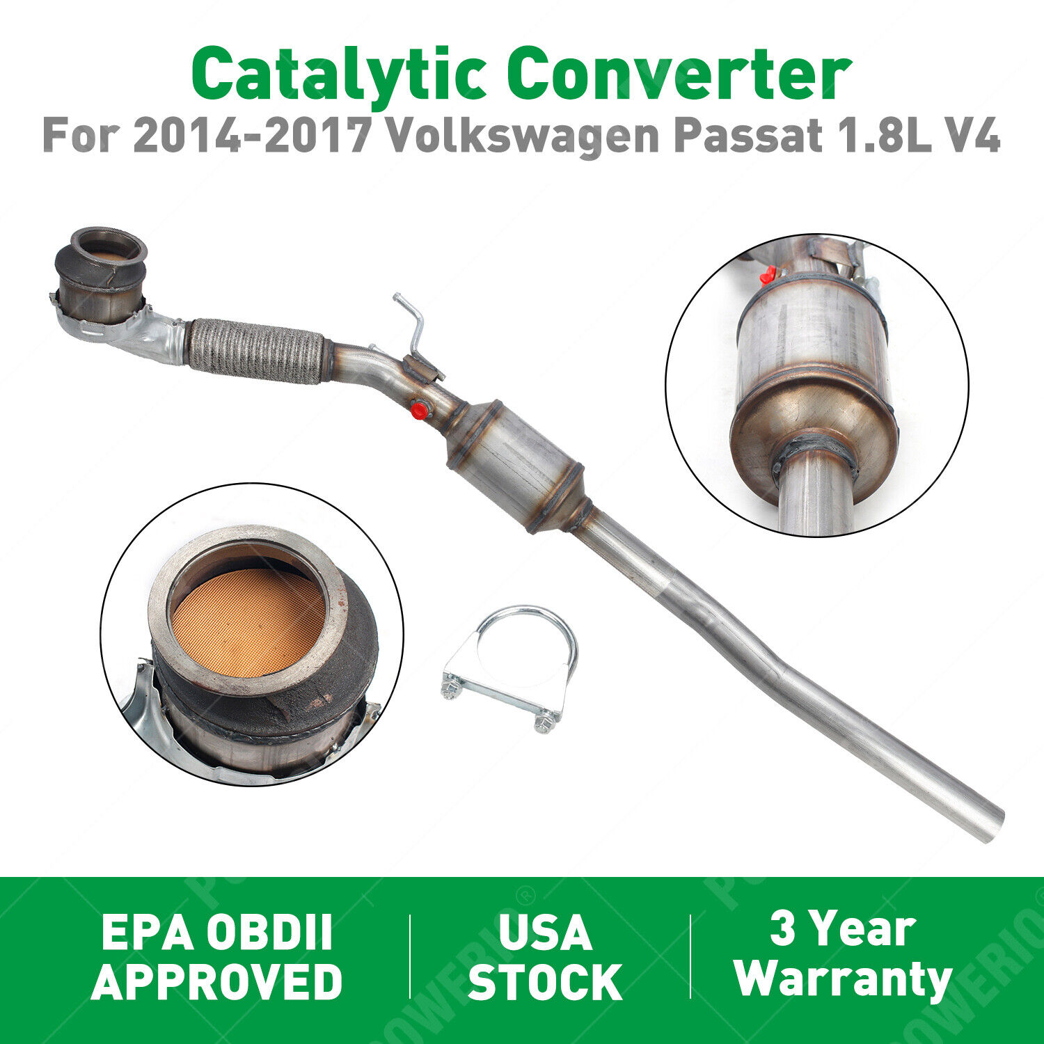 Catalytic Converter For 2014 2015 2016 2017 Volkswagen Passat 1.8L V4 EPA OBDII