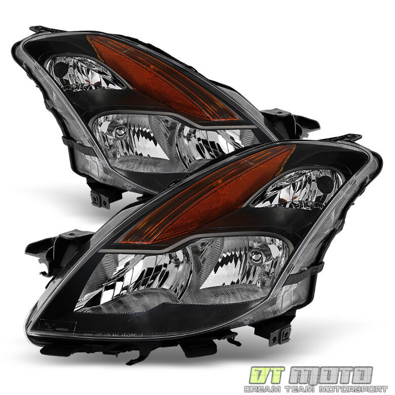 Black Headlamps For 2008 2009 Altima 2Dr Coupe Halogen Headlights Set Left+Right
