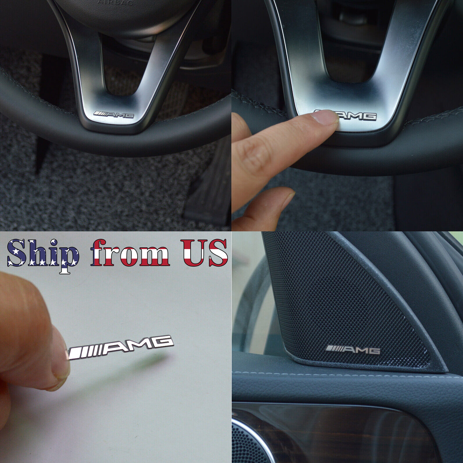 3D AMG Badge Interior Steering Wheel Sticker Decal Car Emblem For Race Sport Car