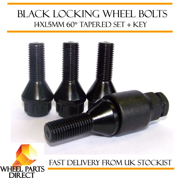 Black Locking Wheel Bolts 14x1.5 Nuts for VW Golf R32 [Mk5] 05-10