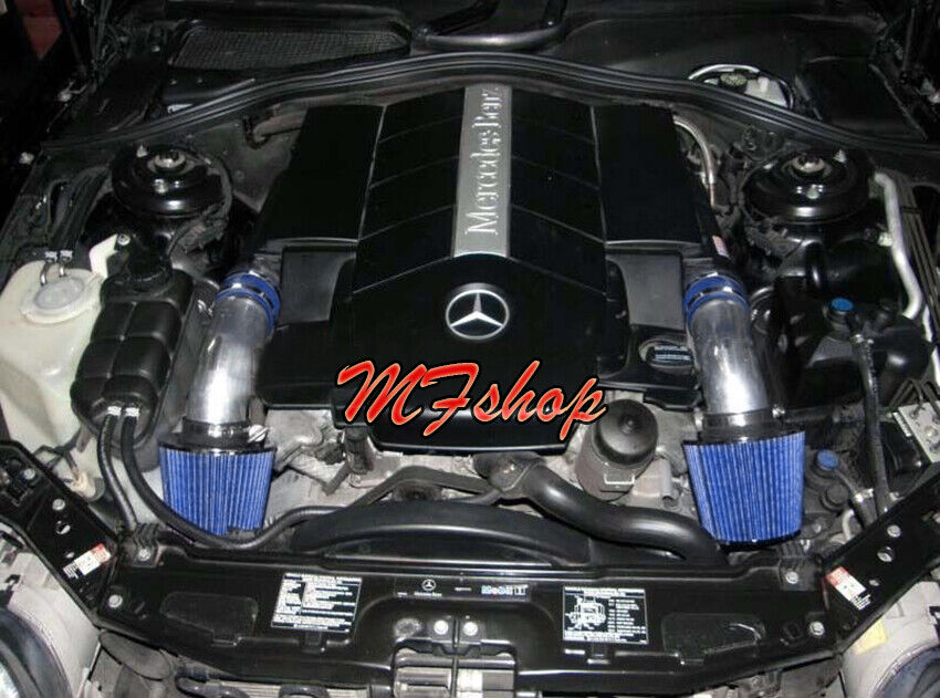Blue Dual Air Intake Kit For 1999-2005 Mercedes Benz S320 3.2L V6 W220