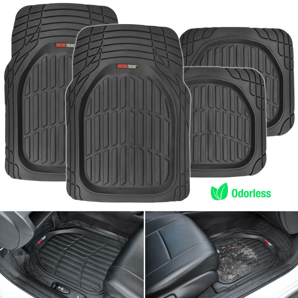 Motor Trend Max Tough Car Rubber Floor Mats Set All Weather Interior Protection