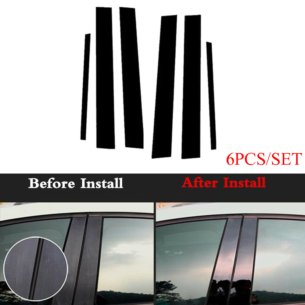 6x Gloss Black Door Pillar Posts Cover Trim For Infiniti G35 G37 2002-2013 Sedan