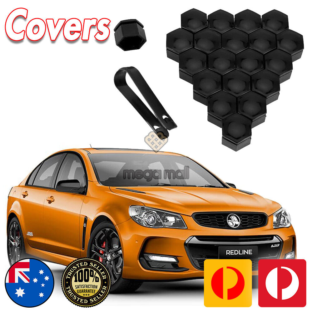 20 Black Wheel Nut Lug Caps Covers for HSV Holden VE Commodore WM VF VE SSV SV6