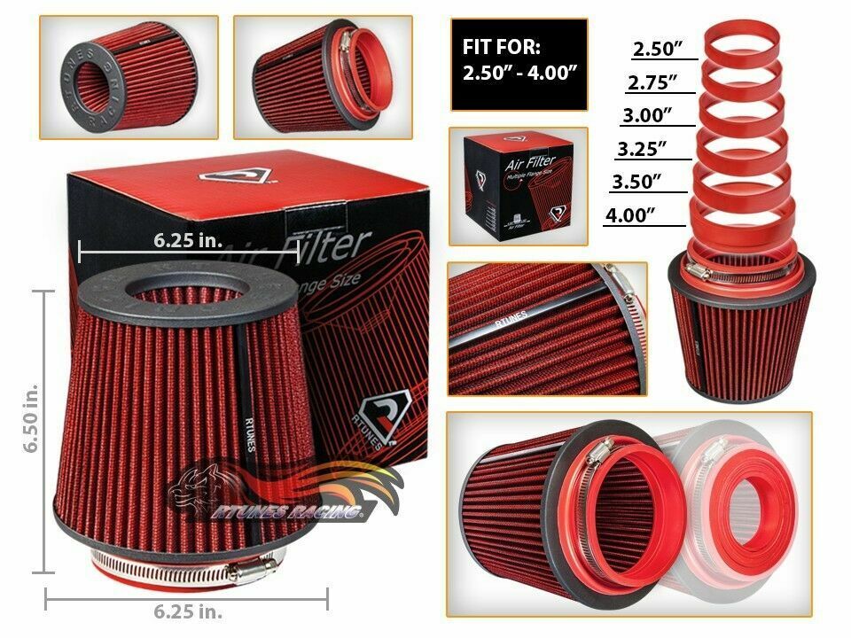 Cold Air Intake Filter Universal RED For Tempo/Thunderbird/Torino/Victoria