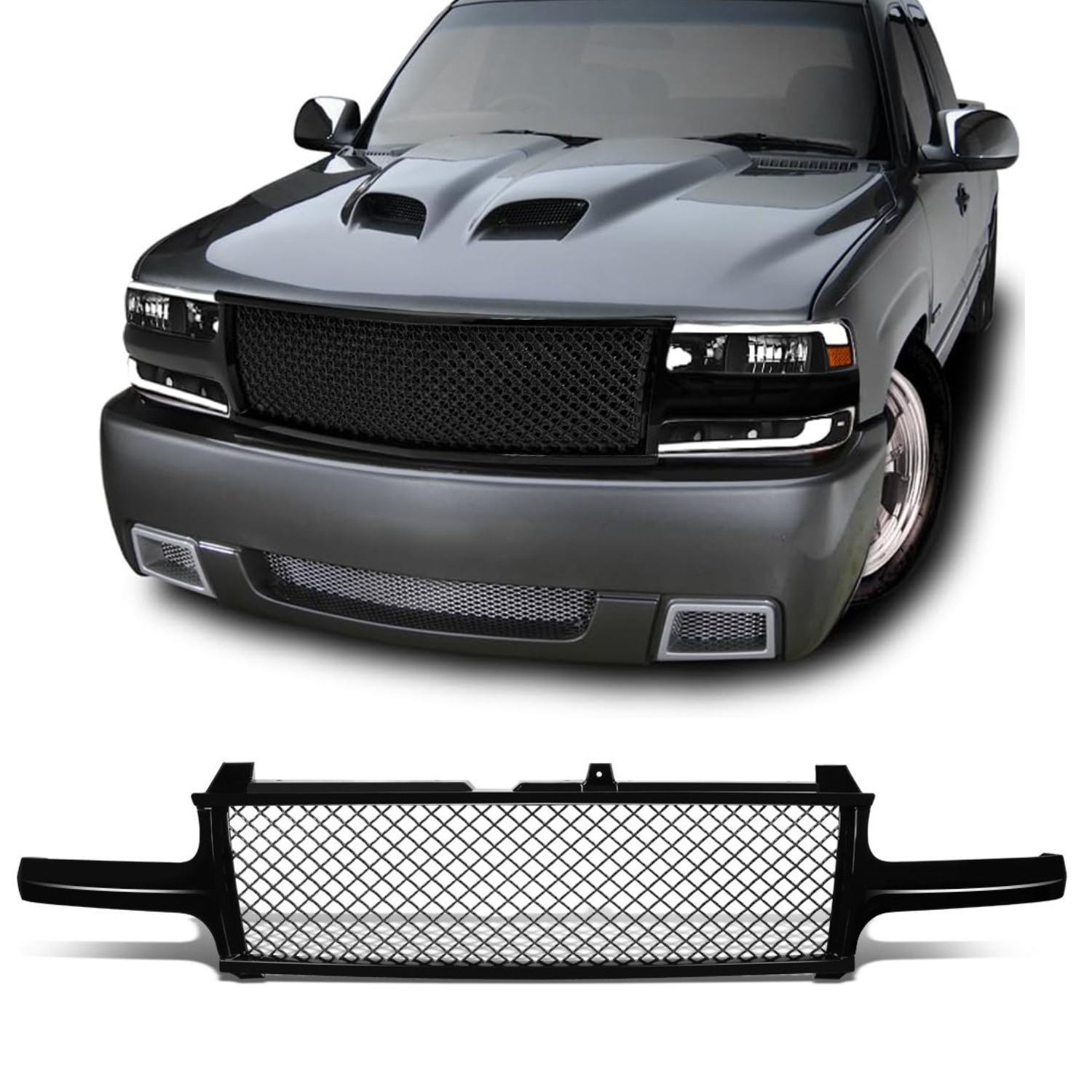 Front Grill Grille for 1999-2002 Chevrolet Silverado 1500 HD Suburban 2500 Tahoe