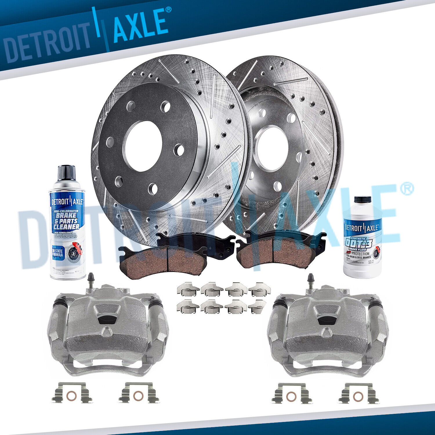 Front Drilled & Slotted Rotors Calipers Brake Pads for Toyota FJ Cruiser Tacoma