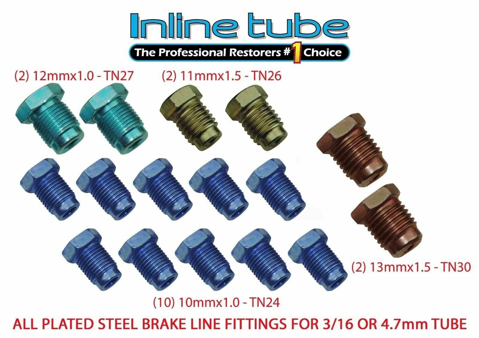 Metric Brake Line Fitting Kit For 3/16 Tubing Iso Bubble Flare Sae Oe Zinc 16Pc