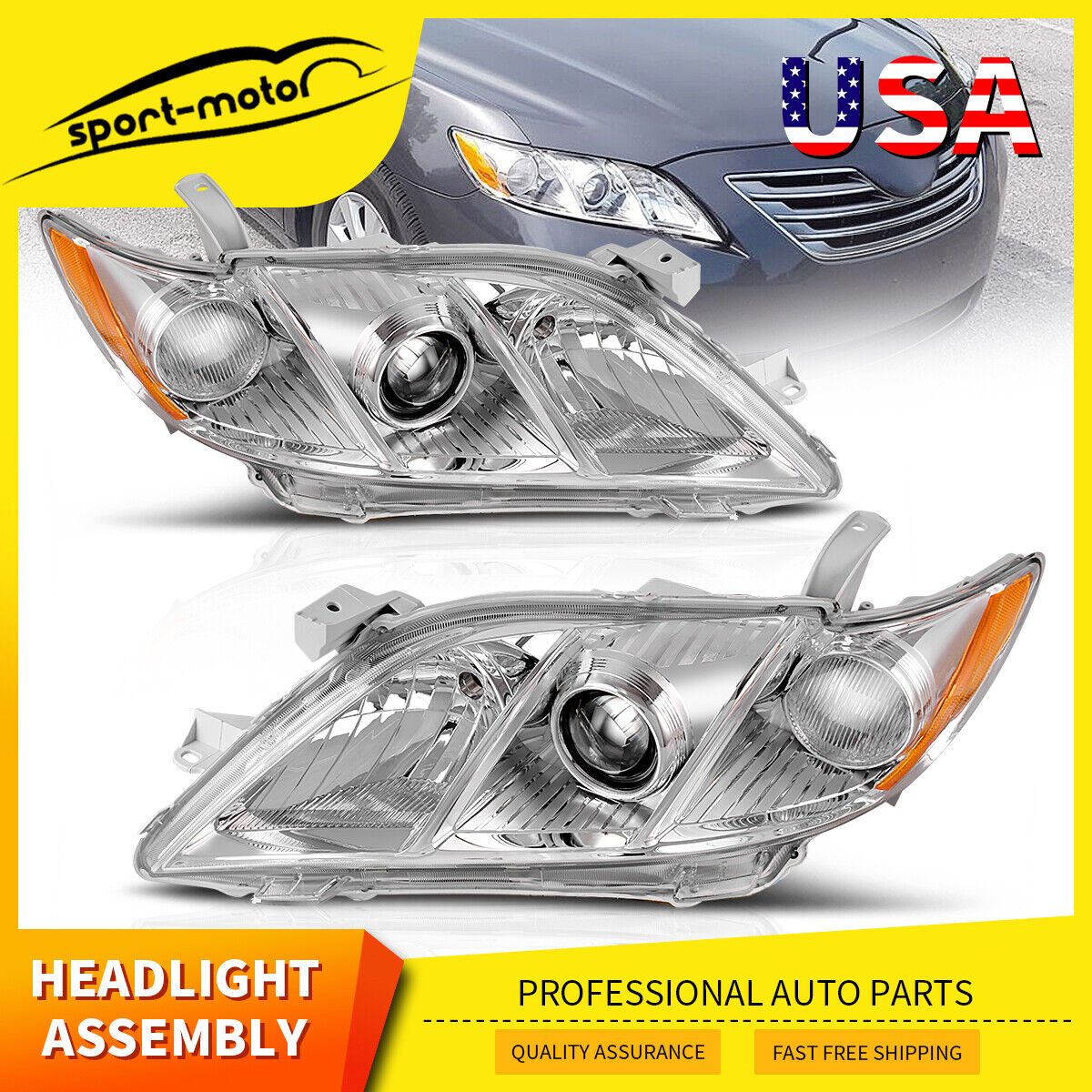 Replacement Projector Headlights Assembly for 2007-2009 Toyota Camry Headlamps