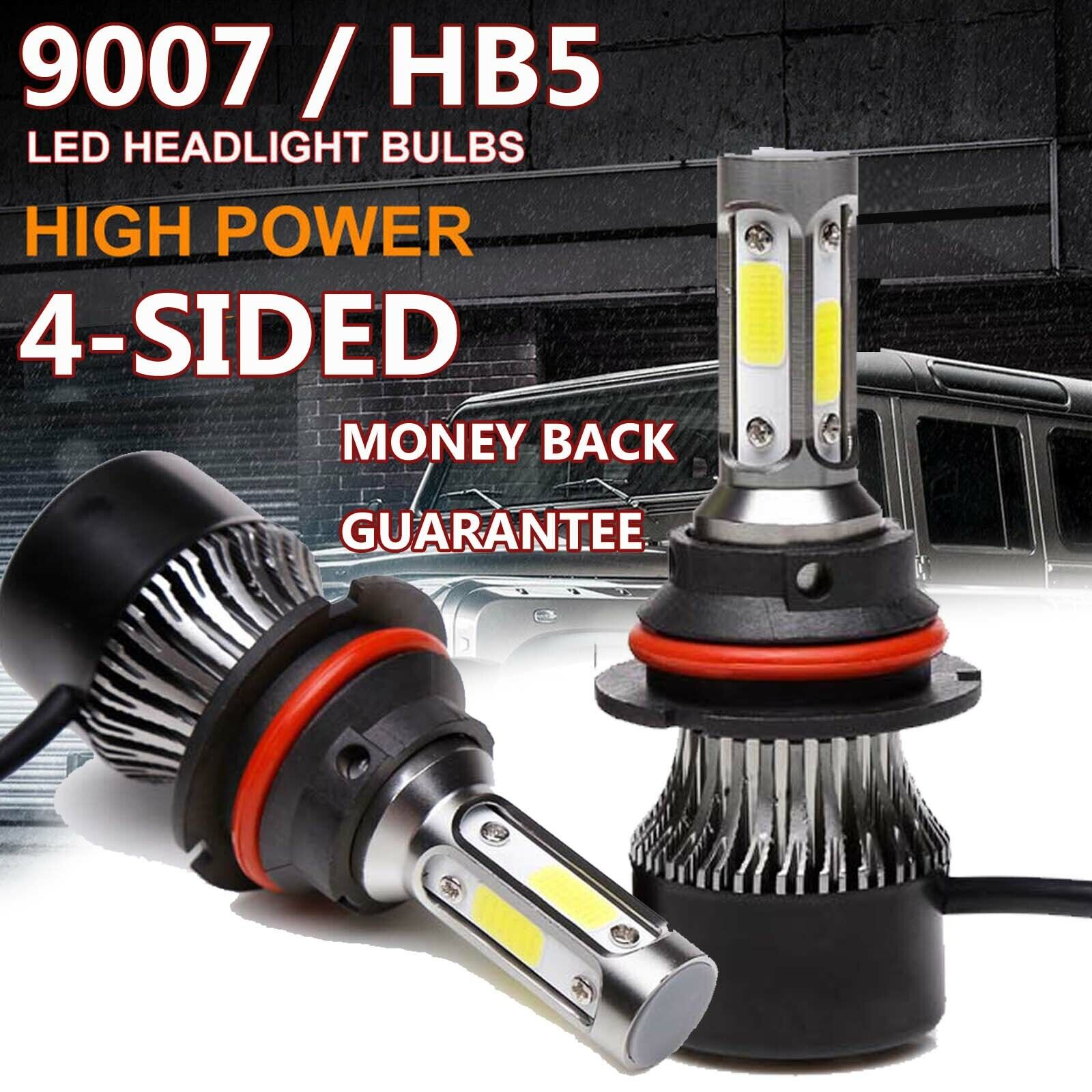 9007 HB5 LED Headlight Kit Hi/Lo Beam 1280W 192000LM Car Bulbs 6500K White 4Side