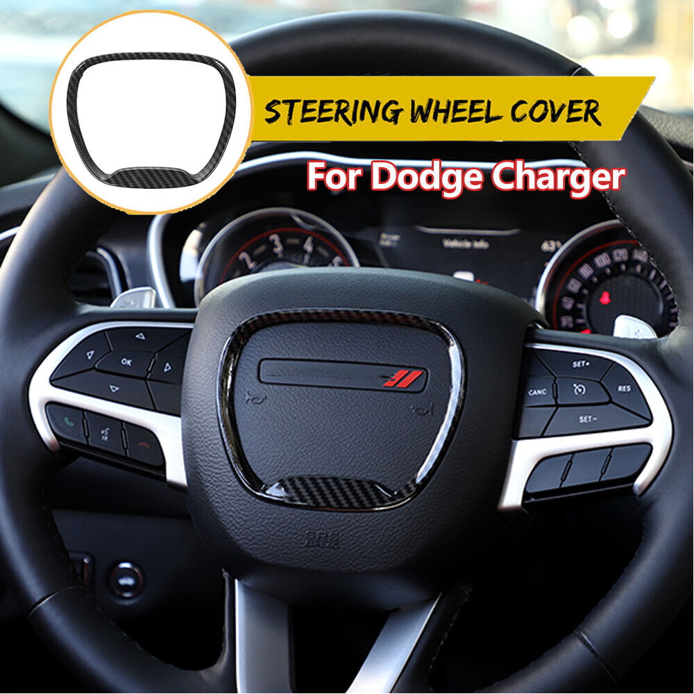 Carbon Fiber Steering Wheel Trim Ring Decal Sticker Cover for Dodge Charger2015+