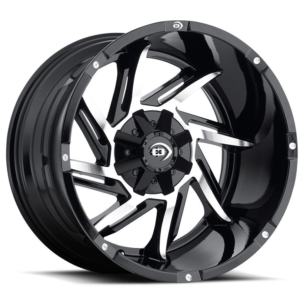 20x9 Vision Off-Road 422 Prowler Black Machined Wheels 8x6.5 (-12mm) Set of 4